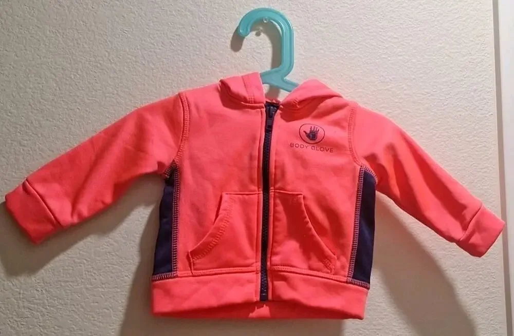 Body Glove Jacket 3/6M Hoodie Long Sleeve Fleece Hot Pink Zip up Jacket